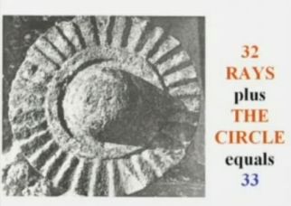 32 representation of a mayan stone cut to represent the sun and its 32 rays